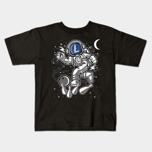 Astronaut Bowling Litecoin LTC Coin To The Moon Crypto Token Cryptocurrency Blockchain Wallet Birthday Gift For Men Women Kids Kids T-Shirt